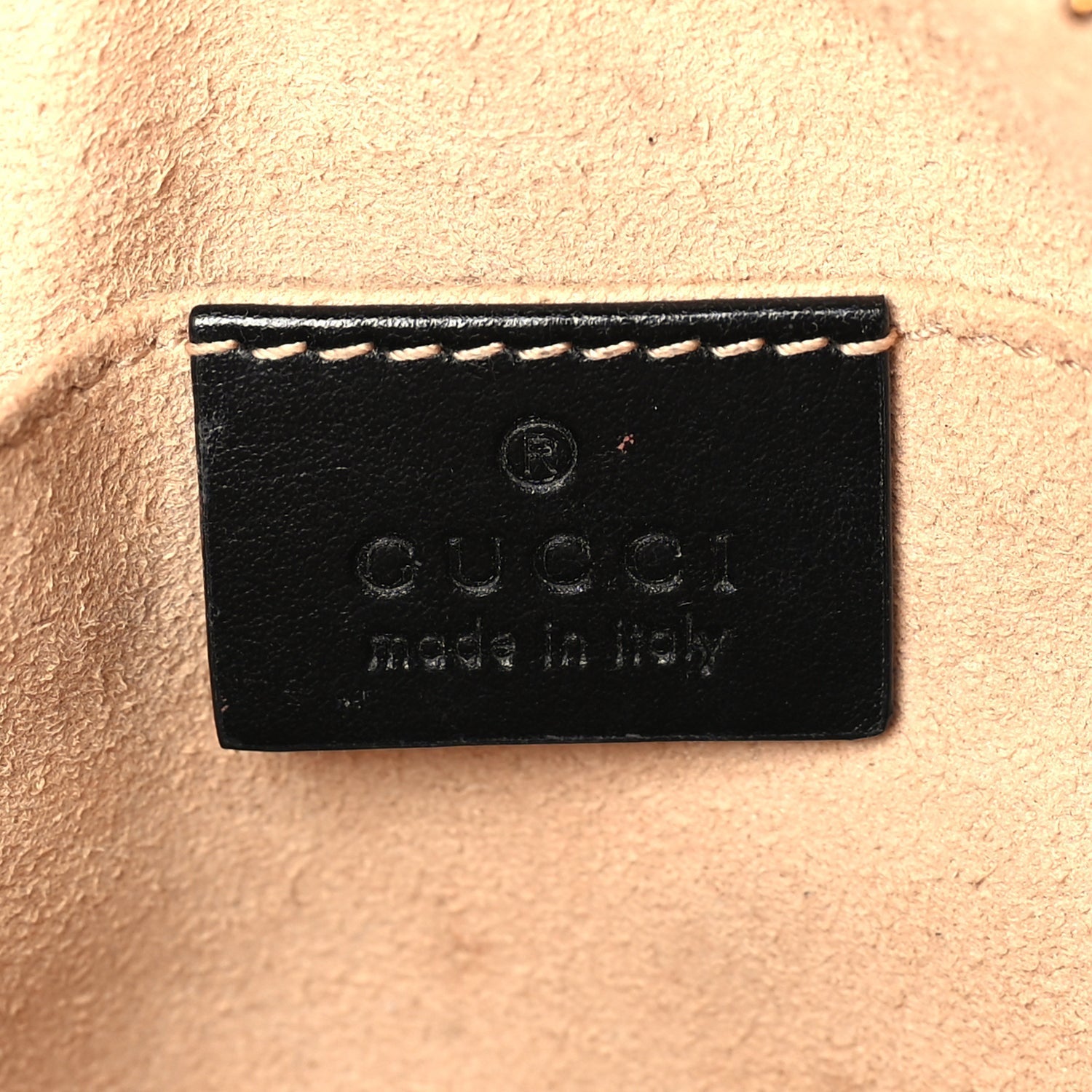 Gucci Calfskin Matelasse Mini GG Marmont Chain Shoulder Bag Black
