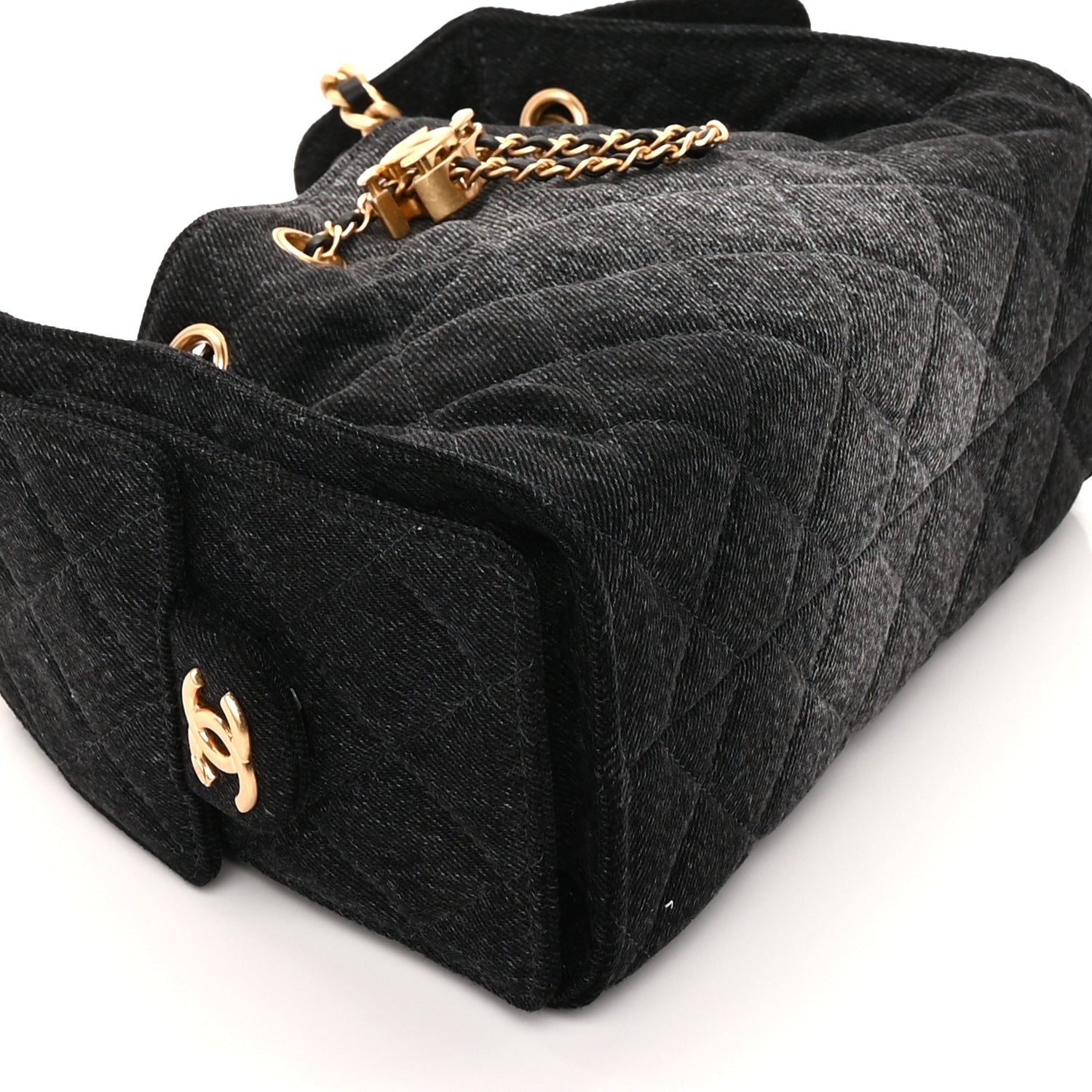 Chanel Washed Denim Quilted Mini 25 Handbag Black