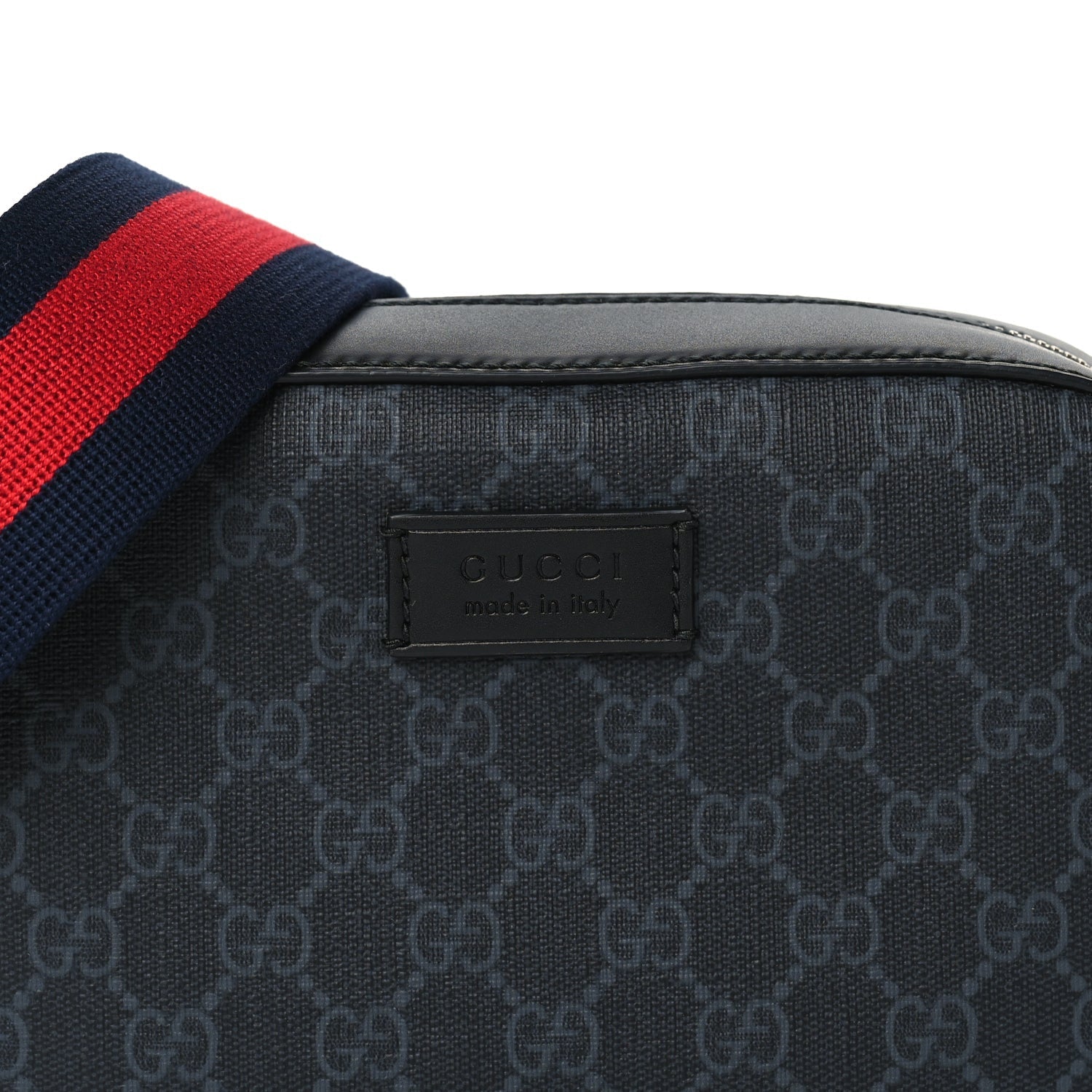 Gucci GG Supreme Monogram Web Shoulder Bag Black