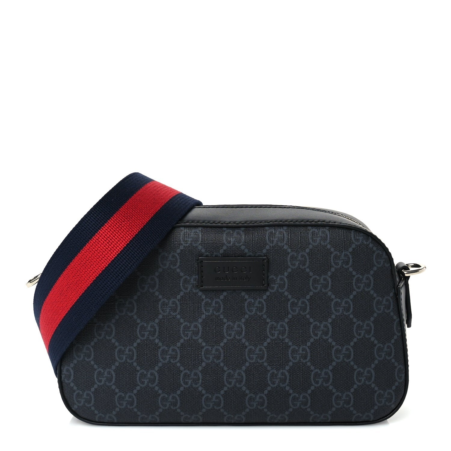 Gucci GG Supreme Monogram Web Shoulder Bag Black
