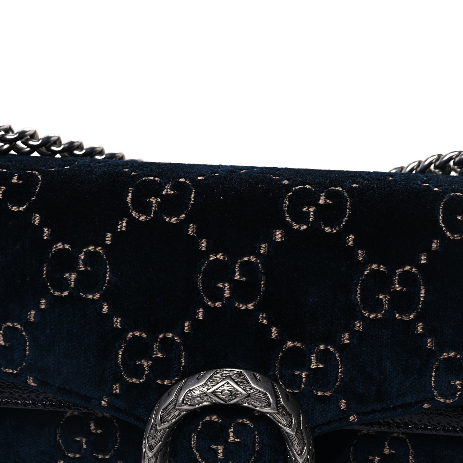 Gucci Velvet Skipper GG Monogram Small Dionysus Shoulder Bag Navy