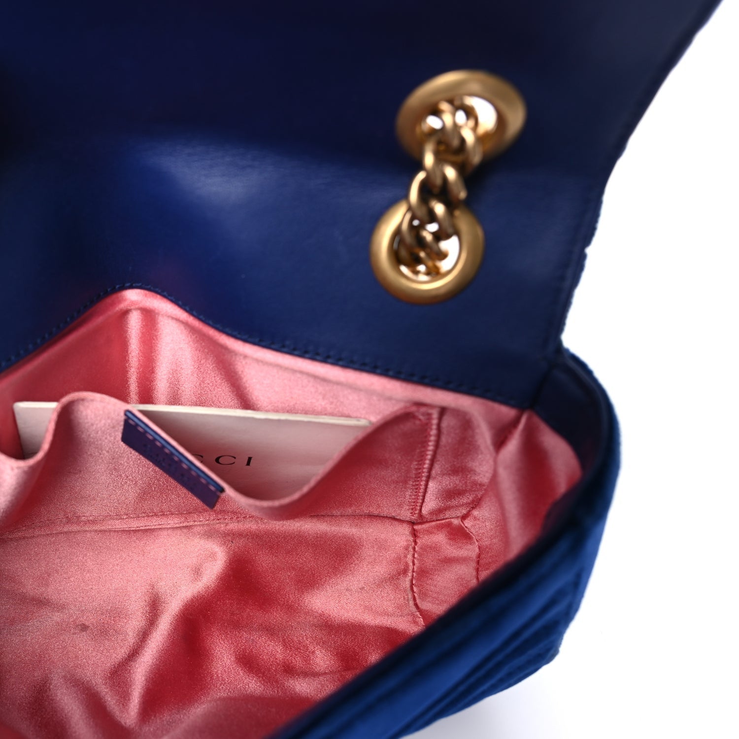 Gucci Velvet Matelasse Mini GG Marmont Shoulder Bag Cobalt Blue