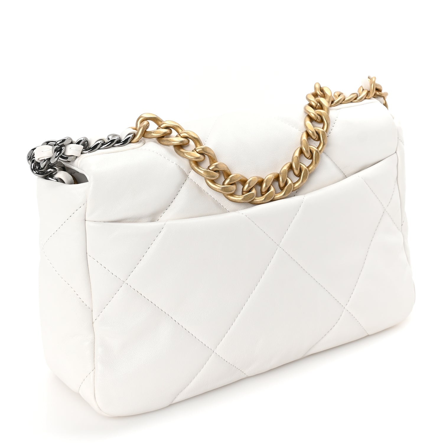 Chanel Lambskin Quilted Medium 19 Flap White