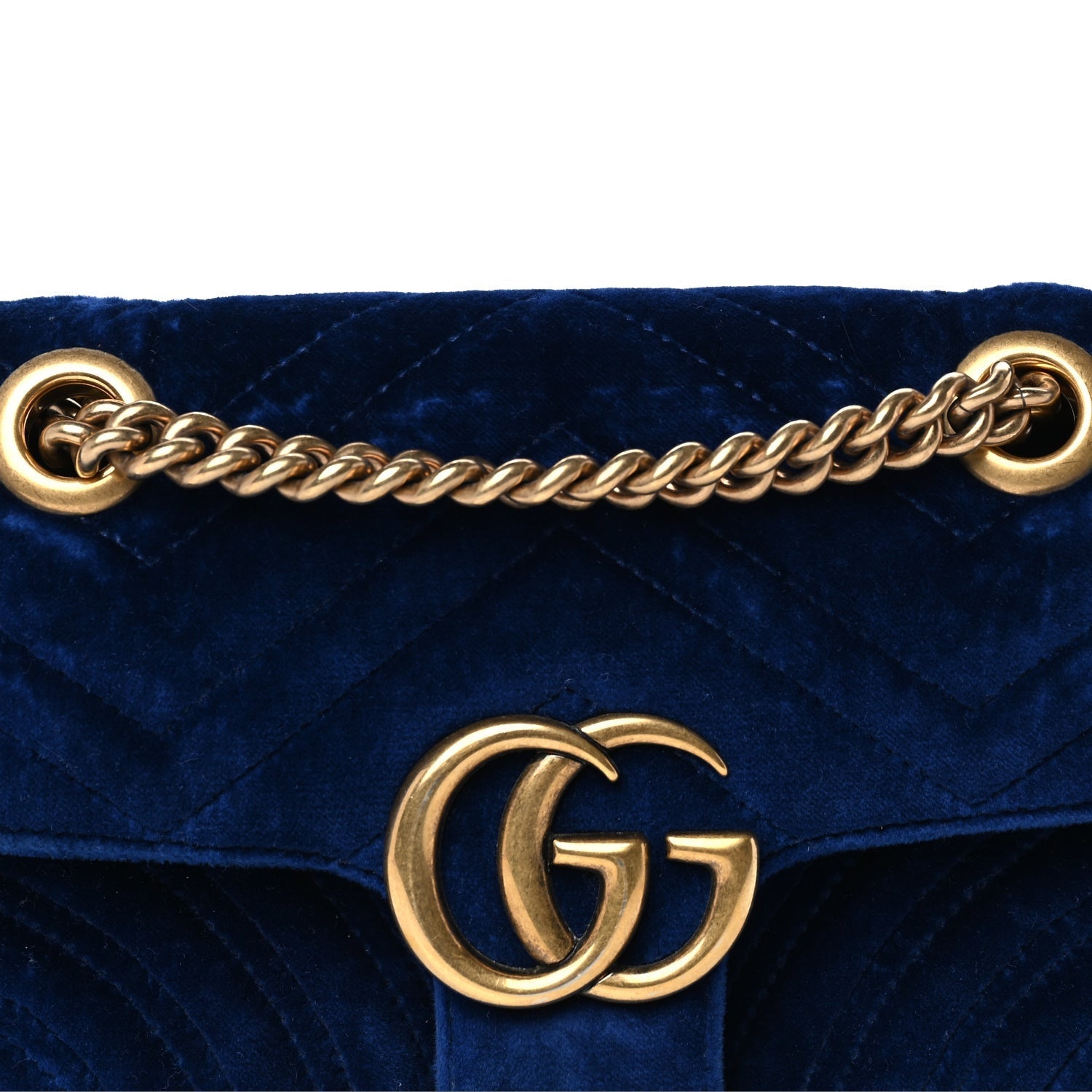 Gucci Velvet Matelasse Mini GG Marmont Shoulder Bag Cobalt Blue