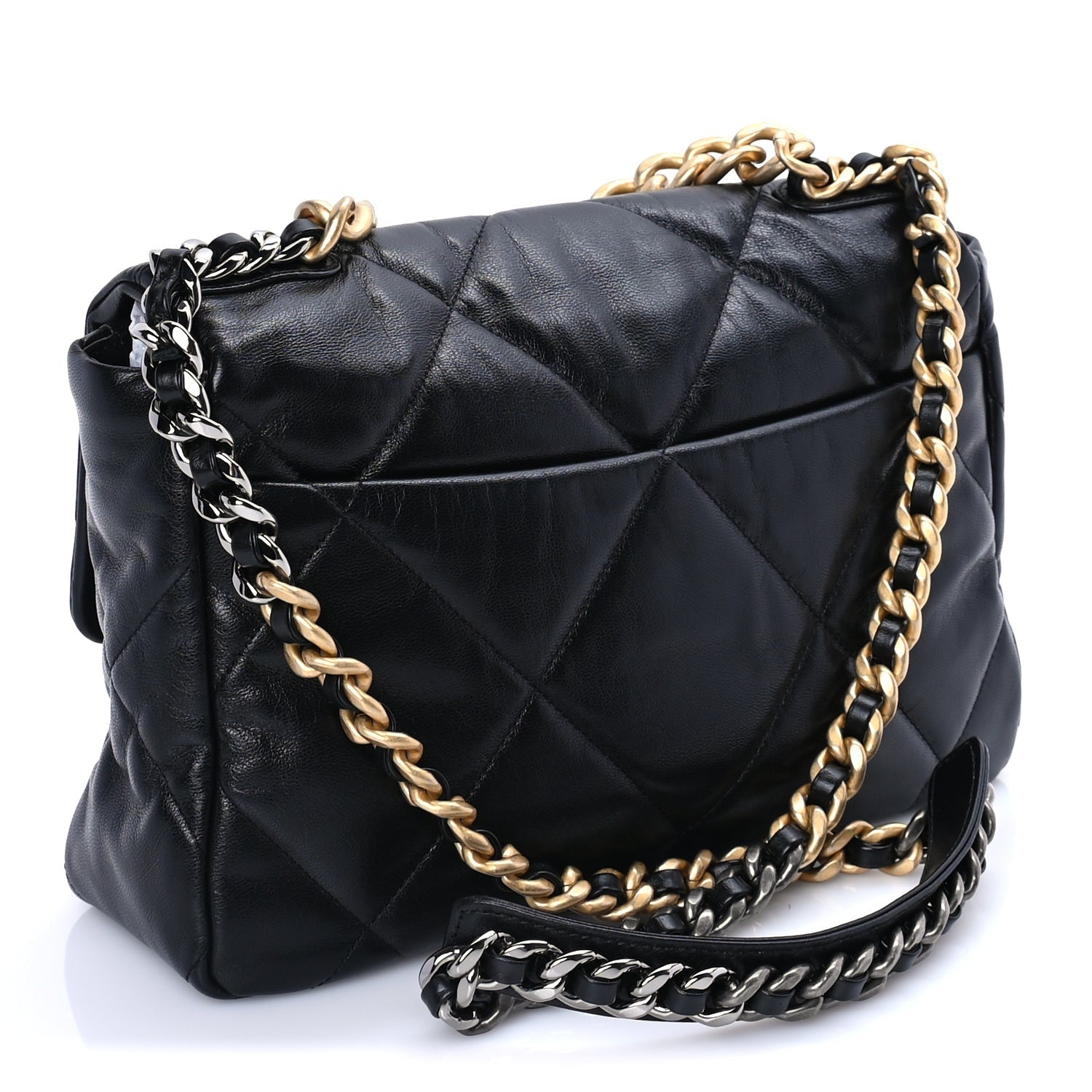 Chanel Goatskin Quilted Large 19 Flap Black