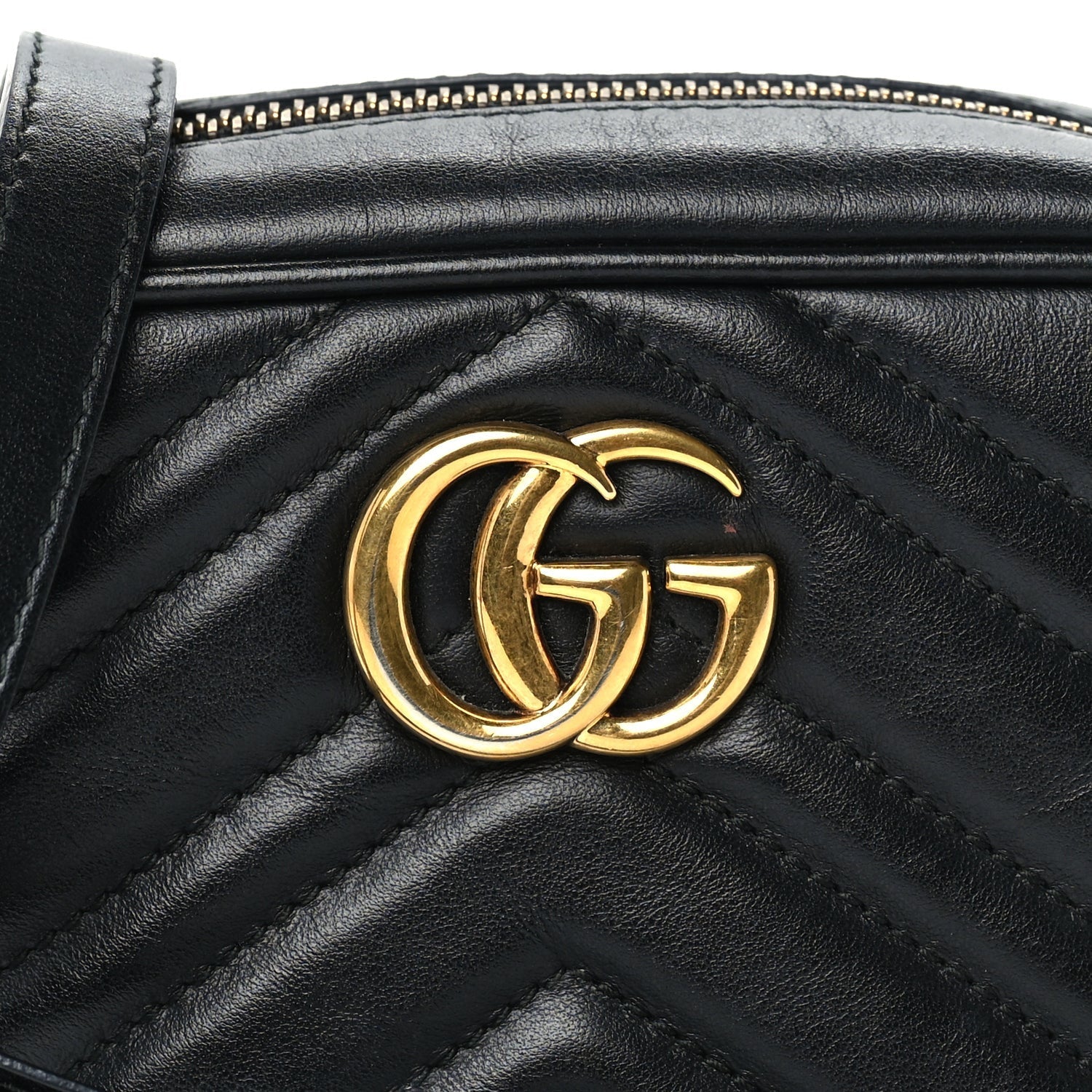 Gucci Calfskin Matelasse Mini GG Marmont Chain Shoulder Bag Black