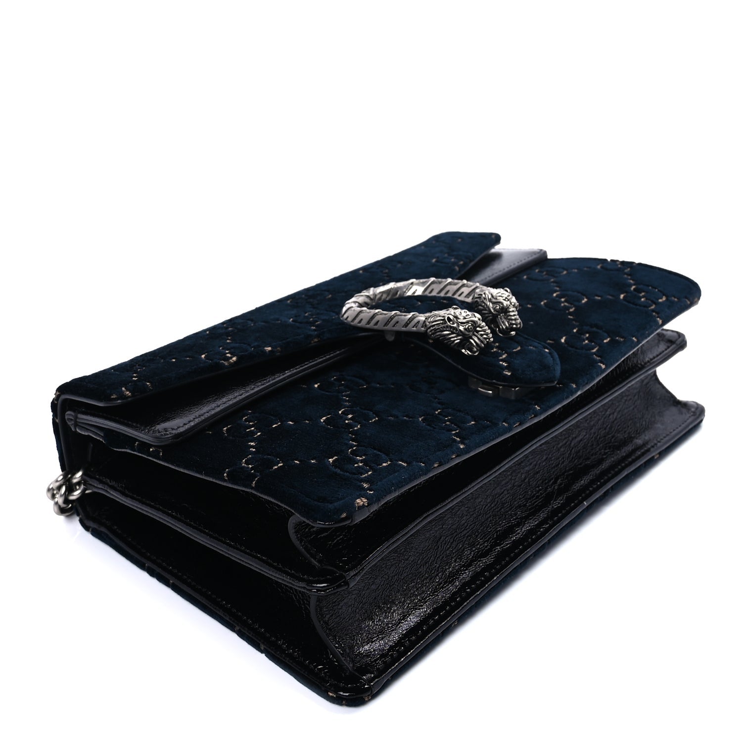 Gucci Velvet Skipper GG Monogram Small Dionysus Shoulder Bag Navy