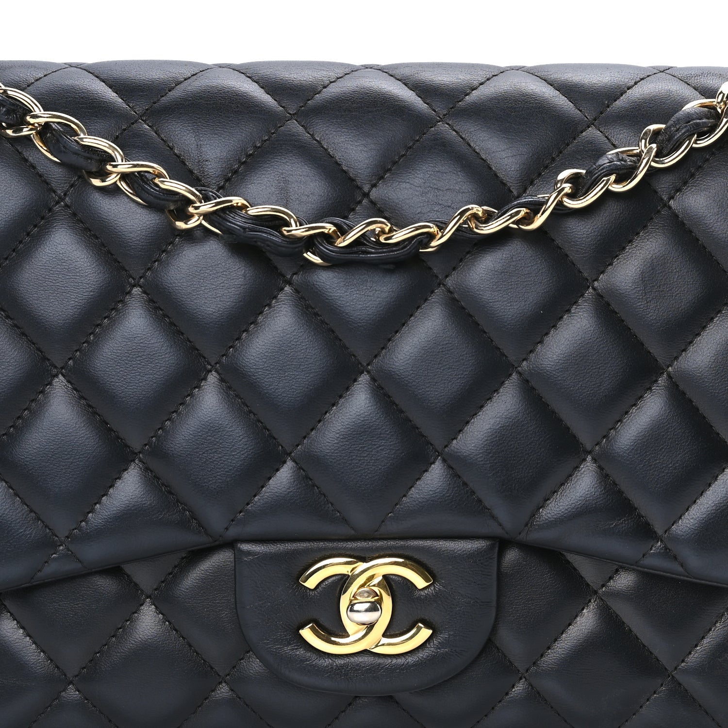 Chanel Lambskin Quilted Jumbo Double Flap Black