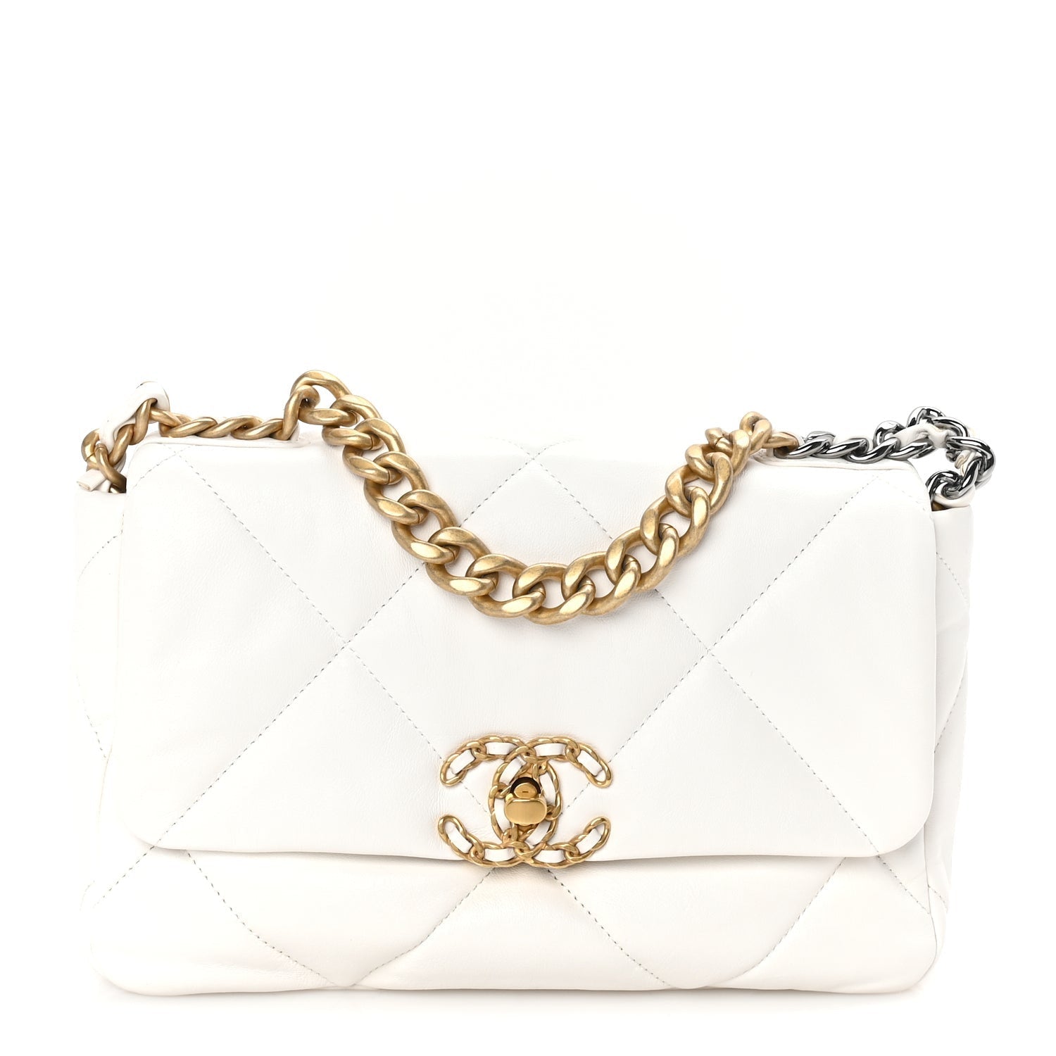 Chanel Lambskin Quilted Medium 19 Flap White