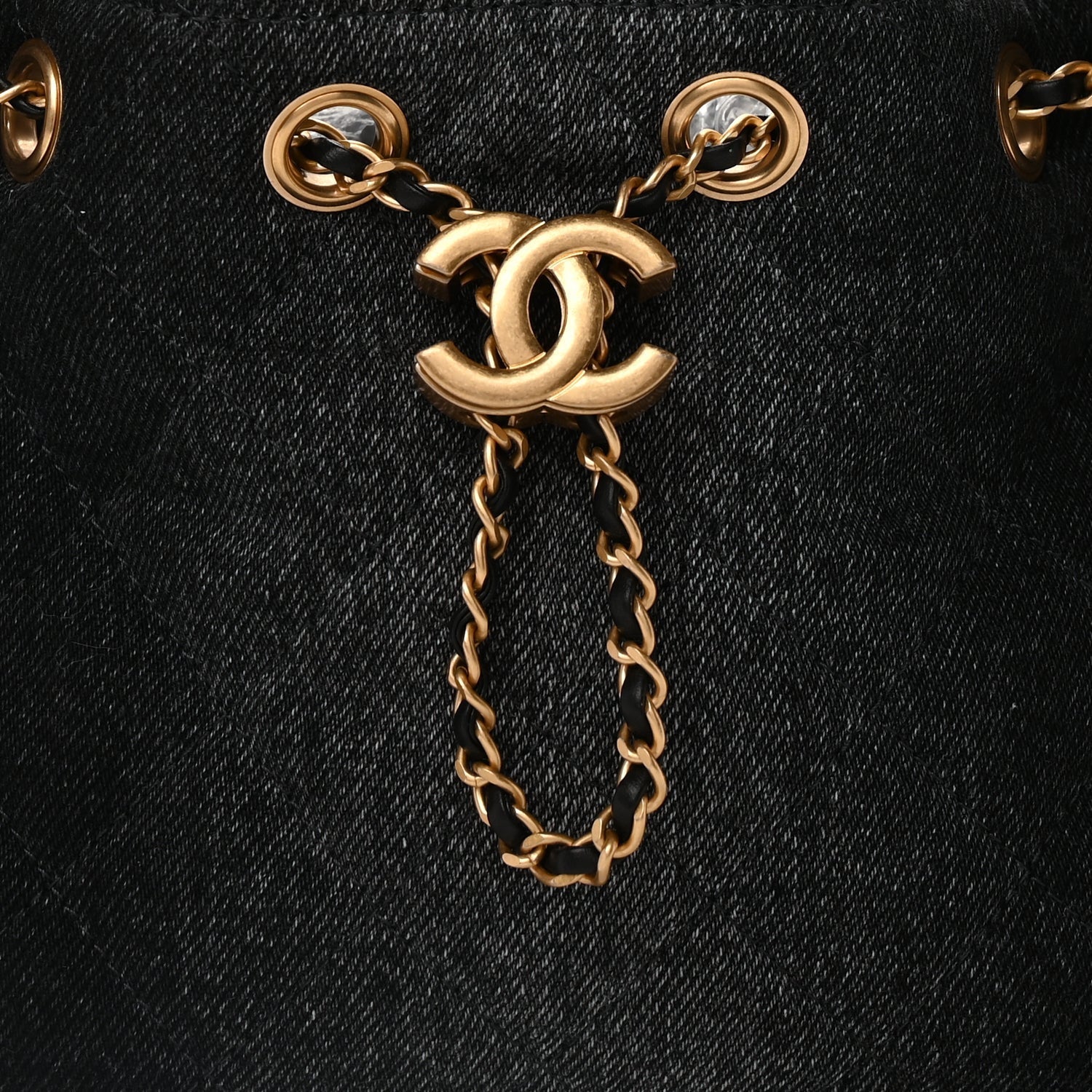 Chanel Washed Denim Quilted Mini 25 Handbag Black