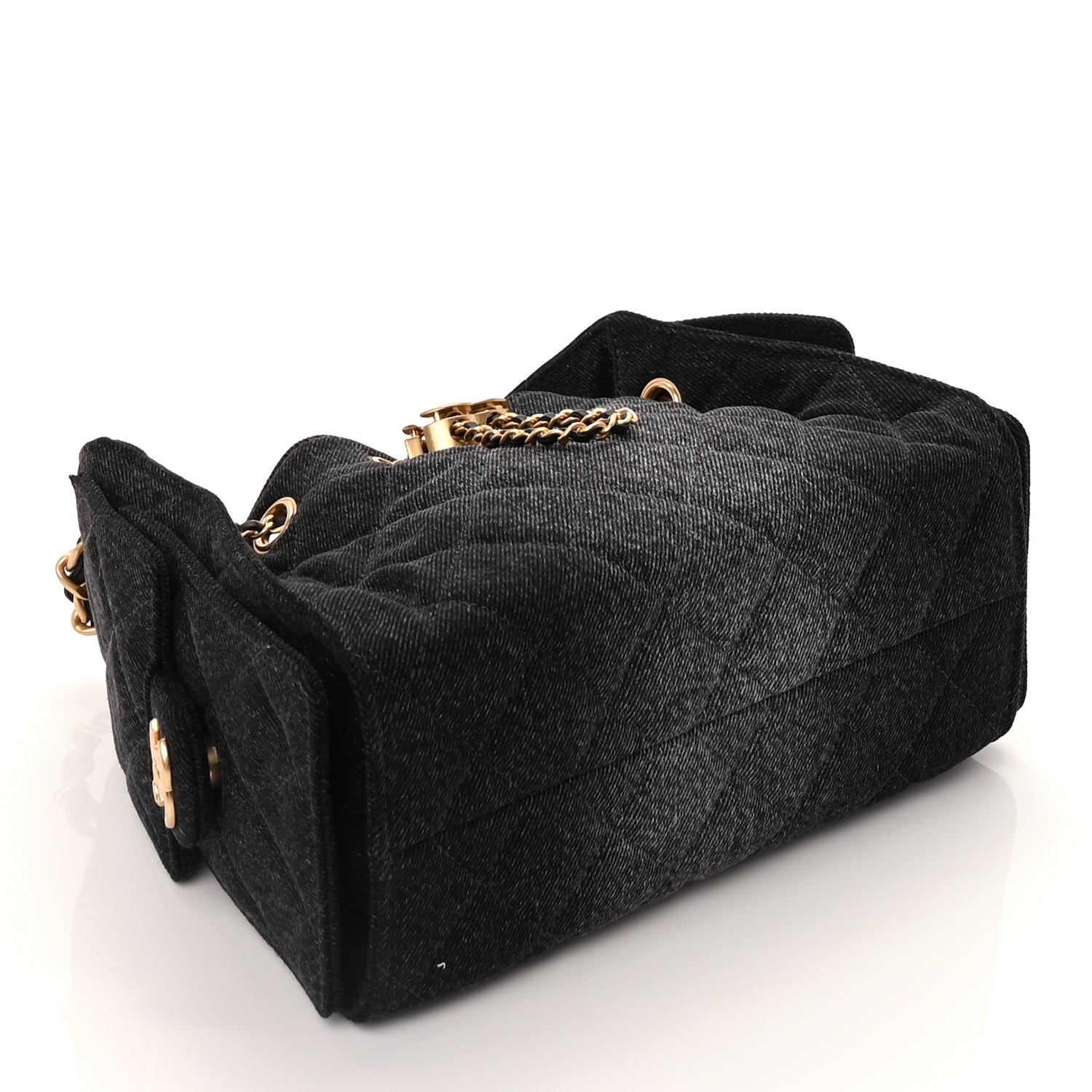 Chanel Washed Denim Quilted Mini 25 Handbag Black