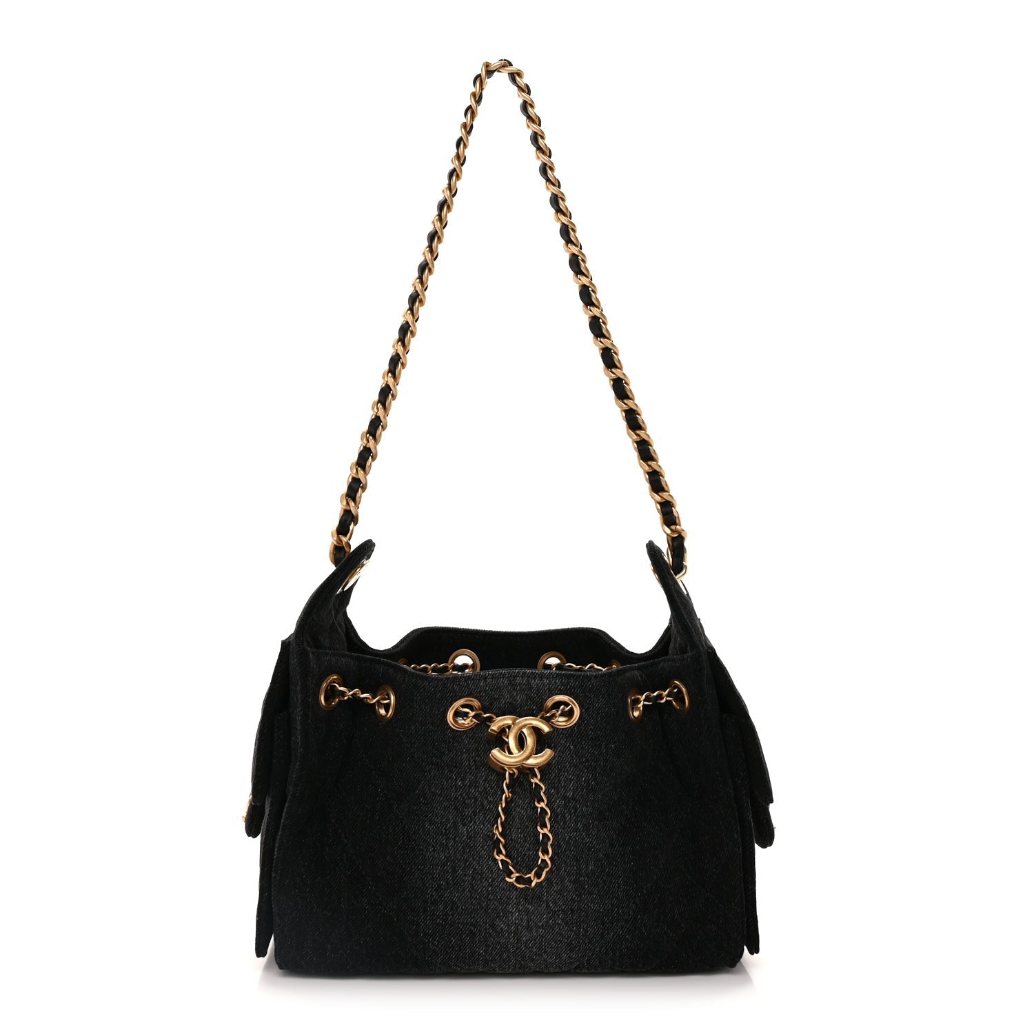 Chanel Washed Denim Quilted Mini 25 Handbag Black