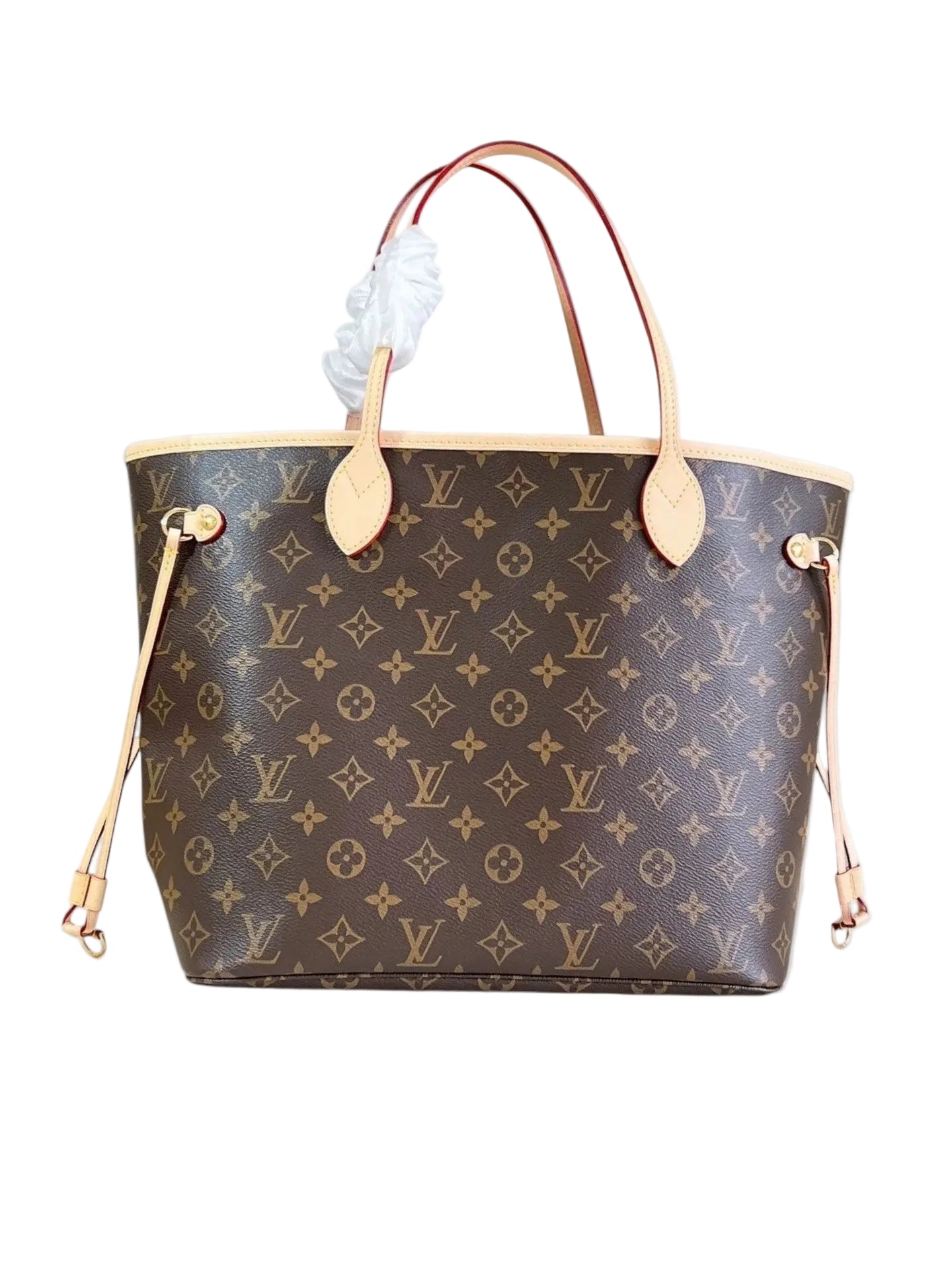 Zebass LOUIS VUITTON Neverfull tote bag in signature brown monogram coated canvas with light leather trim